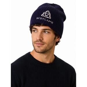 Scotland Celtic Trinity Knot Knit Reversible Beanie Hat Purple One Size